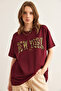 Women's Burgundy Leopard Newyork Printed 2 Thread Comfortable Fit T-Shirt Tsh- 19000849 - 6