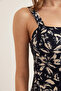 Women's Shawl Navy Blue Zippered Patterned Knitted Dress Elb-19000615 - 5