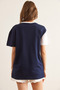 Women's White Navy Blue Asymmetrical Block T-Shirt Tsh- 19000350 - 2