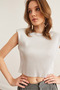 Women's Silver Padded Pleated Crop Blouse Blz- 19002890 - 3