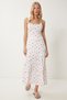 Women Pink White Backless Floral Crinkle Knitted Dress Ub00327 - 3