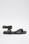 Black Trok Stone Ankle Strap Women's Flip Flop Sandals Takss25Sd00048 - 5