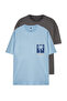 Mavi-Antrasit Oversize/Geniş Kesim 2'li Paket Baskılı-Düz %100 Pamuk T-Shirt TMNSS25TS00212 - 12