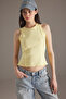 Light Yellow Ribbed Fitted/Body-Sitting Knitted Undershirt Twoss25Al00032