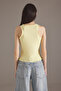 Light Yellow Ribbed Fitted/Body-Sitting Knitted Undershirt Twoss25Al00032 - 4
