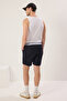 Navy Blue Regular/Normal Cut Fabric Mix Textured Pique Shorts & Bermuda Tmnss25Sr00029 - 5