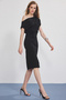 Siyah Midi Büzgü/Drape Detaylı Örme Elbise TWOSS25EL00780 - 2