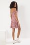 Burgundy Floral Carmen Collar Skater/Waist Opening Ribbed Stretchy Mini Knitted Dress Twoss25El00472 - 4