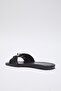 Black Chain Accessory Detailed Flat Women's Slippers Takss25Te00023 - 4