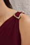 Bordo Tokalı Aksesuar Detaylı Fitted/Vücuda Oturan Çıtçıtlı Esnek Örme Body TWOSS25BD00001 - 3
