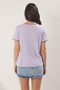 Lila %100 Pamuk Kontrast Dikiş Detaylı Basic Bisiklet Yaka Örme T-Shirt TWOSS19AD0085 - 4