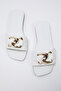 White Chain Accessory Detailed Flat Women's Slippers Takss25Te00023