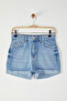 Mavi Yüksek Bel Paça Katlamalı Mini Denim Şort TWOSS25SR00170 - 5