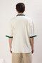 Ekru Oversize/Geniş Kesim Nakış Detaylı %100 Pamuk Polo Yaka T-shirt TMNSS25PO00013 - 4