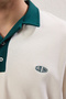 Ekru Oversize/Geniş Kesim Nakış Detaylı %100 Pamuk Polo Yaka T-shirt TMNSS25PO00013 - 3