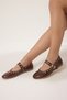 Brown Eyelet Detailed Buckle Almond Toe Mary Jane Women's Ballerina Flats Takss25Be00043 - 3