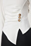 Buttoned Gathered Asymmetrical Cut Knitted Blouse Bone Lfw0001 - 4