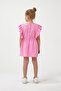 Ruffled Girls' Summer Waffle Dress Dark Pink - 2