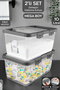 2 Pieces of Detergent Storage Box with Labels - Sliding Lid with Lock Tablet Powder Detergent Container 10 Lt Gray