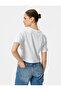 Crop T-Shirt Short Sleeve Crew Neck Embroidery Detail - 4