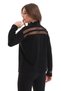Women's Black Transparent Striped Knitwear Sweater Knitwear Blouse 1107 - 5