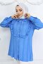 Ruffle Detailed Self Patterned Shirt Cobalt Blue 2235 - 5