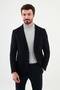 Straight Slim Fit Mono Collar Pocket Pocket Wool Premium Men's Jacket Navy Blue - 44314.24K