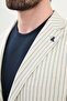 Striped Slim Fit Pocket Pocket 100% Linen Men's Jacket Navy Blue - 41439.25Y - 2