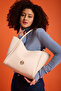 Women's Beige Shoulder and Shoulder Bag with Wide Compartment Magnet Closure with Athens Puppy Wallet - 4