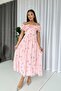 Madonna Collar Special Design Floral Dress - Pink