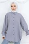 Striped Shirt with Scallop Detail on the Sleeves, Navy Blue 2226 - 5
