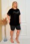 Plus Size Comfort Sleepwear Set with Bottom Top Shorts Patterned Double Cotton 2-Piece Bottom-Top Suit - 6