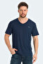 Krakker Men's V-Neck Navy Blue T-Shirt