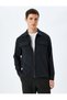 Zippered Flap Pocket Viscose Blended Long Sleeve Striped Polo Collar Shirt Jacket - 3