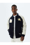 College Jacket Printed Bomber Collar Slim Fit with Pockets Snap Button Detail - 3