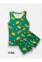 Boy's 100% Cotton Truck Cylinder Scoop Construction Equipment Patterned Green Undershirt Boxer Set