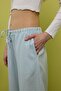 Women's Blue White Striped Adjustable Waist Wide Leg Pants - 3