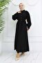 Buttoned Tie Dress Black 2242