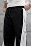 Men's Sweatpants Brushed Black Oversize Baggy Striped Loose Fit 3 Yarns Without Ruffles - 3