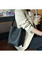 Black Snap Bucket Faux Leather Women's Hand and Shoulder Bag - 3