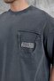Men's T-Shirt with Pocket, Washed and Smoked, Oversize, Crew Neck, Thick Cotton Fabric - 4