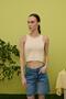 Women's Beige Zero Sleeve Crop Blouse - 2