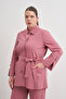 Belted Front Buttoned Woven Cap - 3