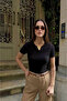 Women's V-Neck Black Knitwear Blouse - 3