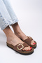 Hosrathla Women's Single Buckle Slippers 0012603   Tan