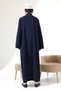 Men's Hajj and Umrah Clothing Hakim Collar Long Dubai Crepe Cellabiye Fistan - Navy Blue - 8