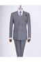 Italian Style Slim Fit Patterned Double Breasted Jacket Pants Suit Black T11693 - 5