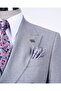 Italian style slim fit striped jacket pants suit gray T9945 - 3