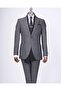 Italian Style Slim Fit Mono Collar Jacket Pants Suit Black T11550 - 3