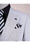 Italian Style Slim Fit Patterned Double Breasted Jacket Trousers Suit Gray T11799 - 5